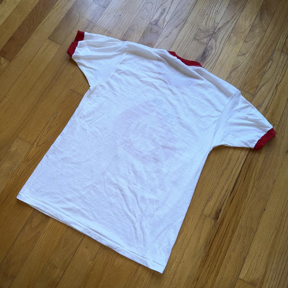 Vintage Screen Stars Shirt Mens L White Ringer I'm For Real Dairy Promo 80s‎ Tee - Picture 5 of 11